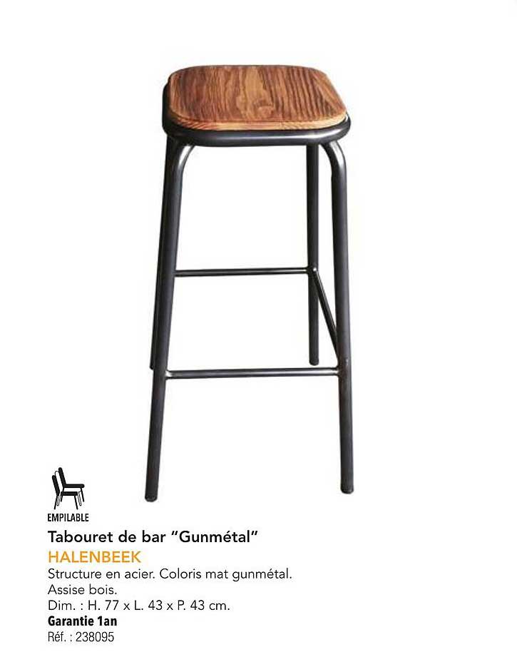 Tabouret de bar 'Gunmétal'