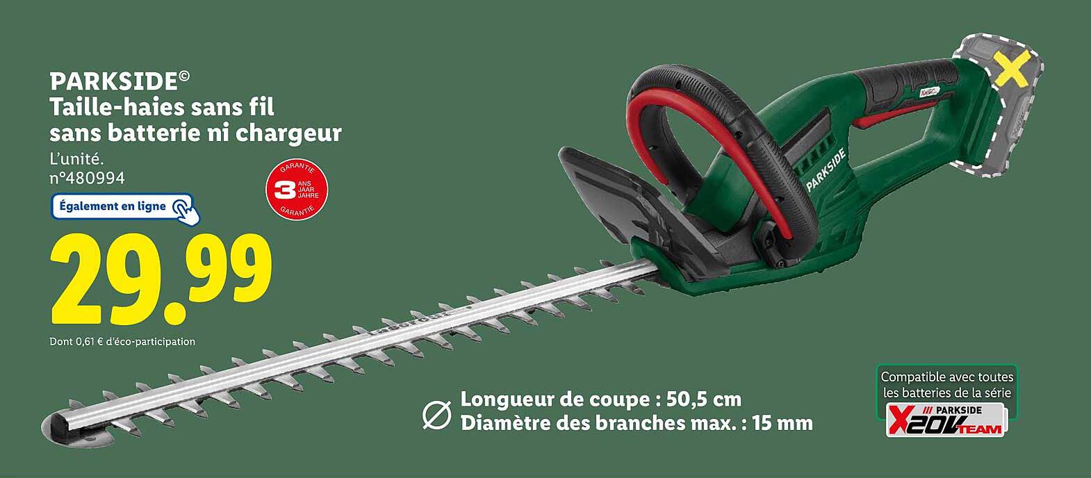 Taille-haies sans fil sans batterie ni chargeur