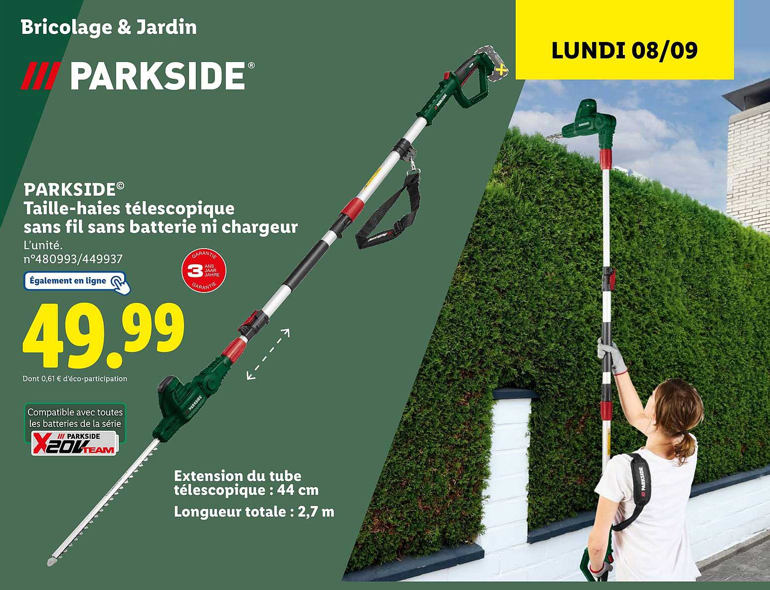 Taille-haies télescopique sans fil sans batterie ni chargeur - PARKSIDE