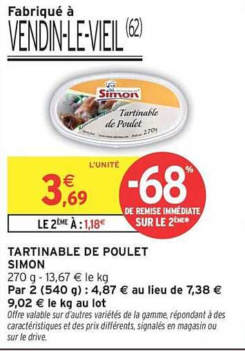 TARTINABLE DE POULET SIMON