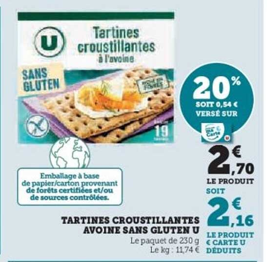 TARTINES CROUSTILLANTES AV OINE SANS GLUTEN U