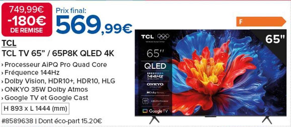 TCL TV 65" / 65P8K QLED 4K