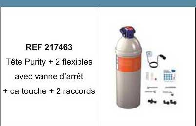 Tête Purity + 2 flexibles avec vanne d’arrêt + cartouche + 2 raccords