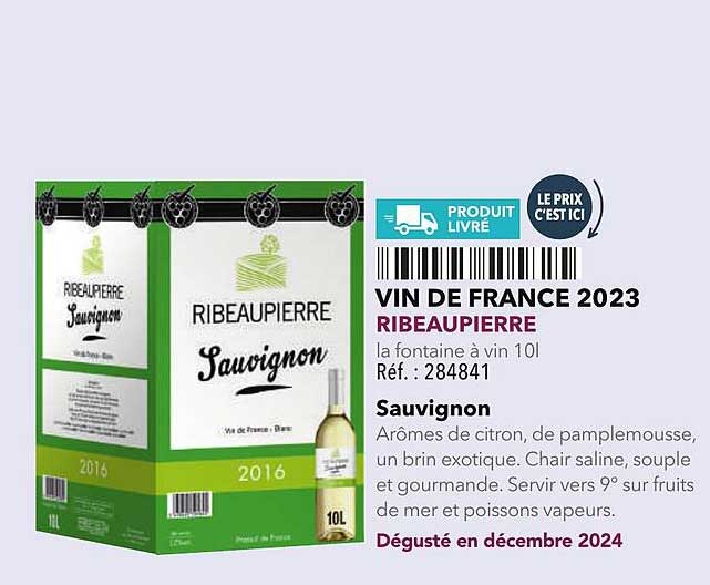 VIN DE FRANCE 2023 RIBEAUPIERRE Sauvignon