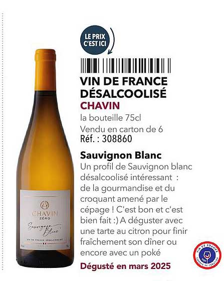 VIN DE FRANCE DÉSALCOOLISÉ CHAVIN