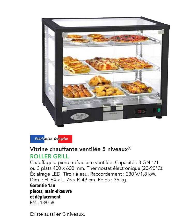 Vitrine chauffante ventilée 5 niveaux