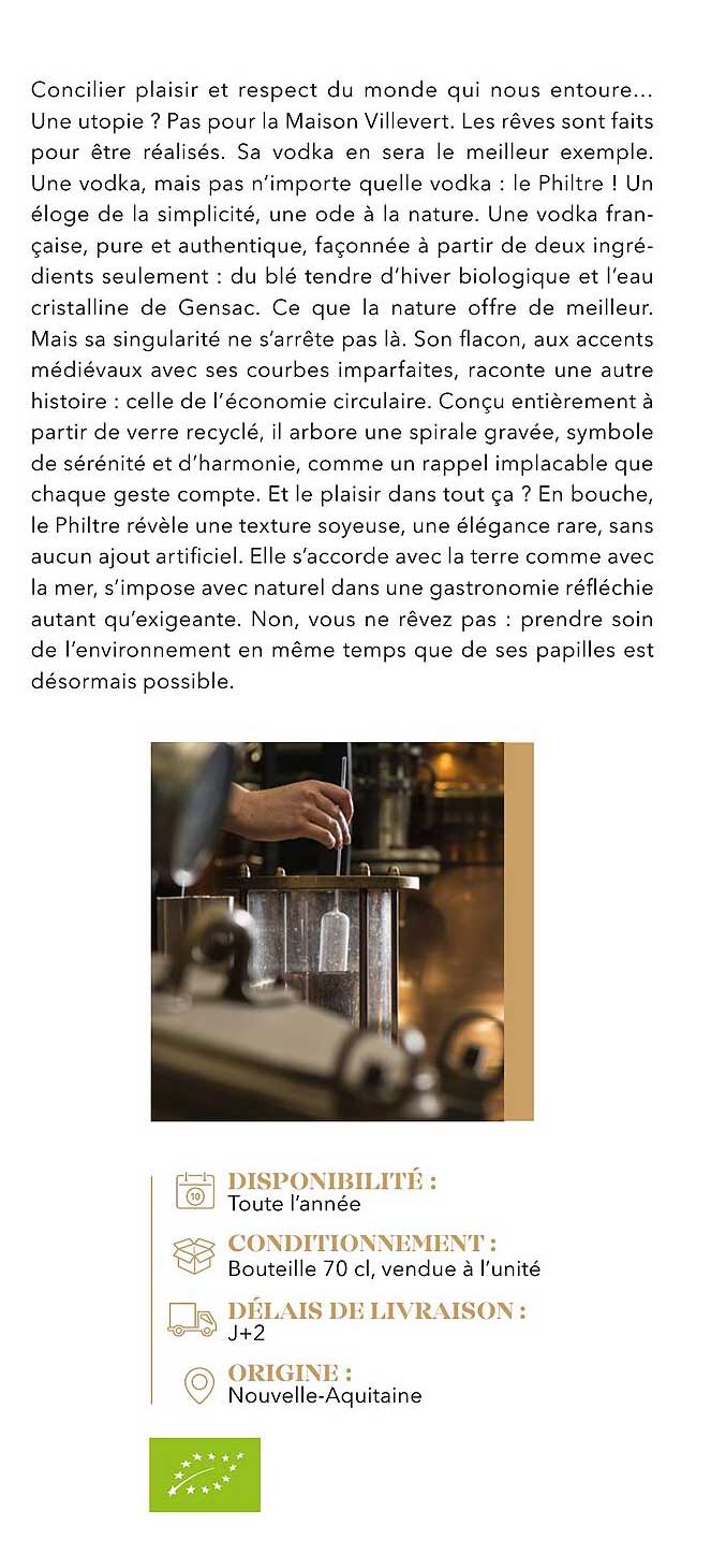 Vodka Le Philtre - Maison Villevert