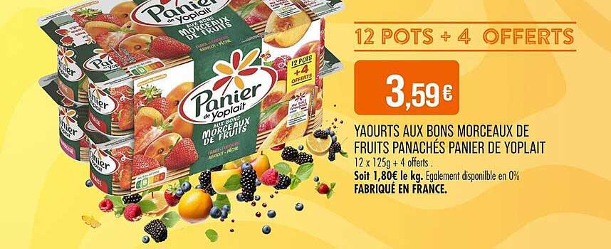 Yaourts aux bons morceaux de fruits panachés Panier de Yoplait - 12 pots + 4 offerts