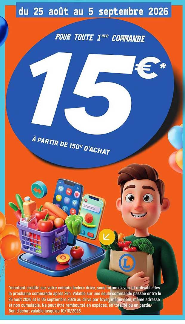 15€* POUR TOUTE 1ère COMMANDE À PARTIR DE 150€ D’ACHAT