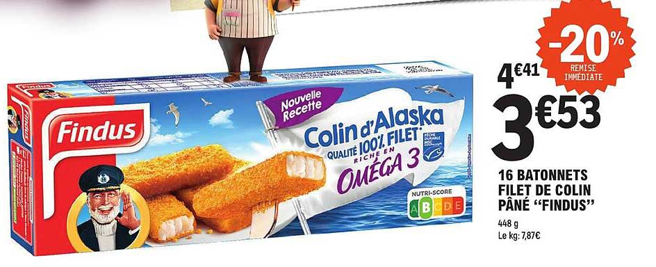 16 BATONNETS FILET DE COLIN PÂNÉ "FINDUS"
