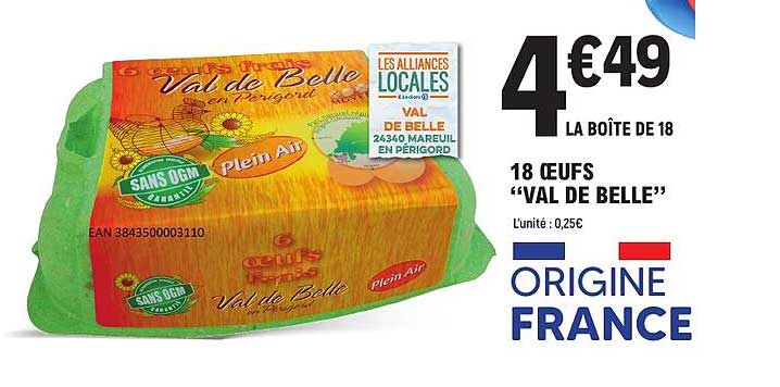 18 OEUFS "VAL DE BELLE"