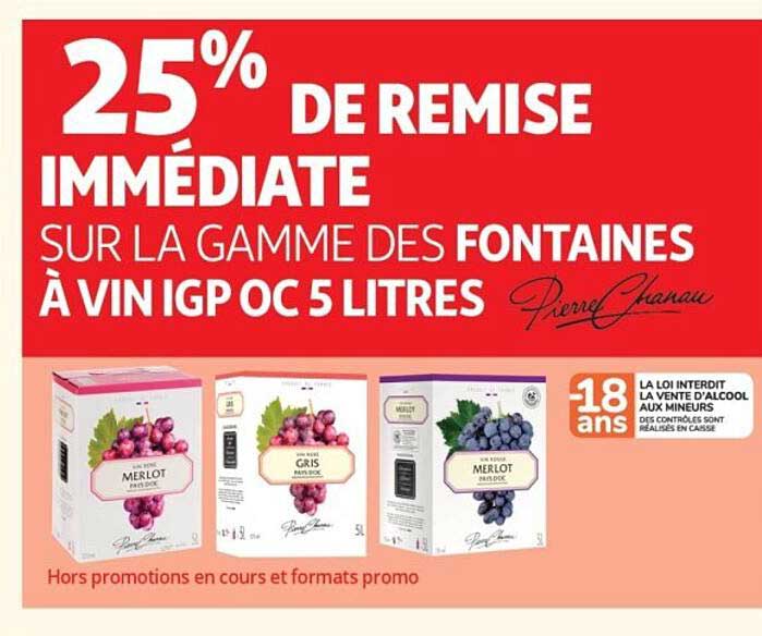25% DE REMISE IMMÉDIATE SUR LA GAMME DES FONTAINES À VIN IGP OC 5 LITRES