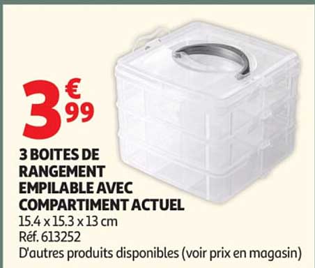 3 BOITES DE RANGEMENT EMPILABLE AVEC COMPARTIMENT ACTUEL