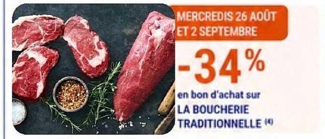 -34% en bon d'achat sur LA BOUCHERIE TRADITIONNELLE