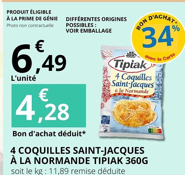 4 COQUILLES SAINT-JACQUES À LA NORMANDE TIPIAK 360G