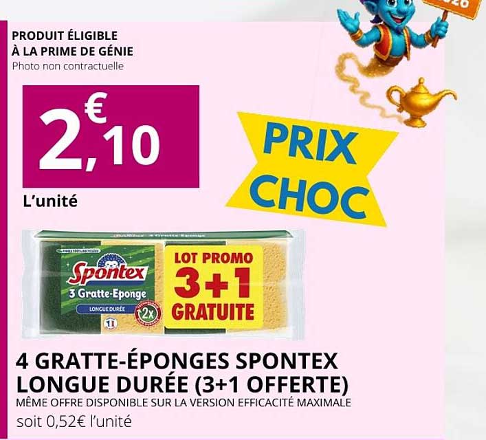 4 GRATTE-ÉPONGES SPONTEX LONGUE DURÉE (3+1 OFFERTE)