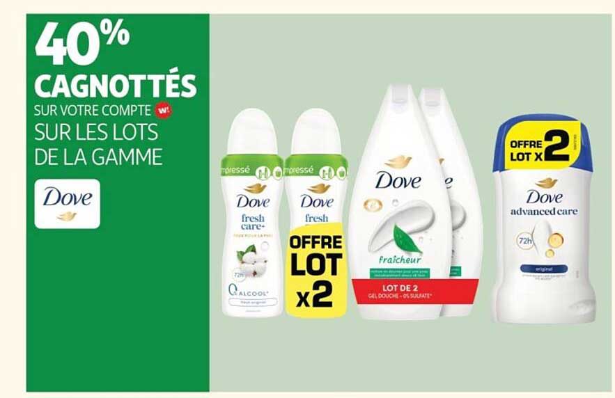 40% CAGNOTTÉS SUR VOTRE COMPTE W* SUR LES LOTS DE LA GAMME Dove