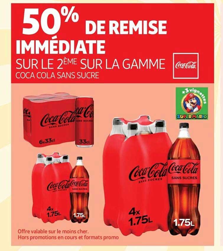 50% DE REMISE IMMÉDIATE SUR LE 2ÈME SUR LA GAMME COCA COLA SANS SUCRE