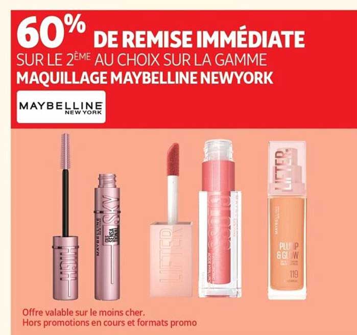 60% DE REMISE IMMÉDIATE SUR LE 2ÈME AU CHOIX SUR LA GAMME MAQUILLAGE MAYBELLINE NEWYORK