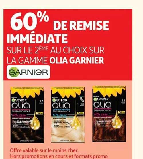 60% DE REMISE IMMÉDIATE SUR LE 2ème AU CHOIX SUR LA GAMME OLIA GARNIER
