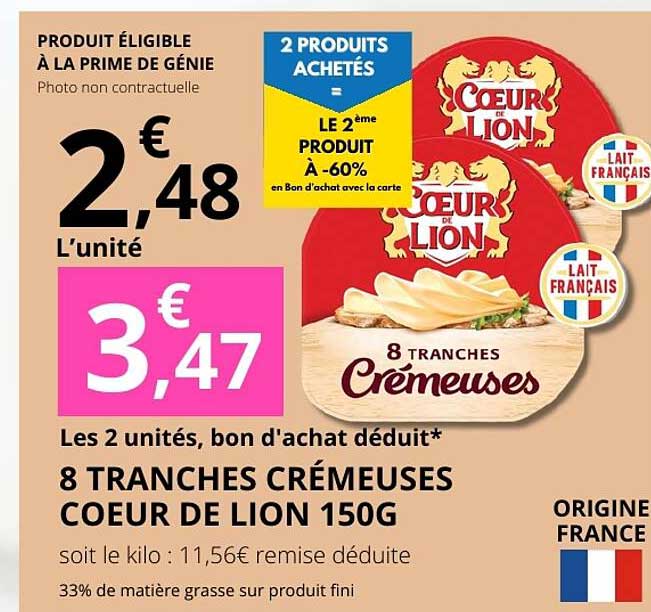 8 TRANCHES CRÉMEUSES COEUR DE LION 150G