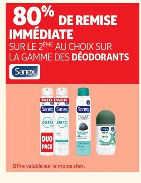 80% DE REMISE IMMÉDIATE SUR LE 2ÈME AU CHOIX SUR LA GAMME DES DÉODORANTS