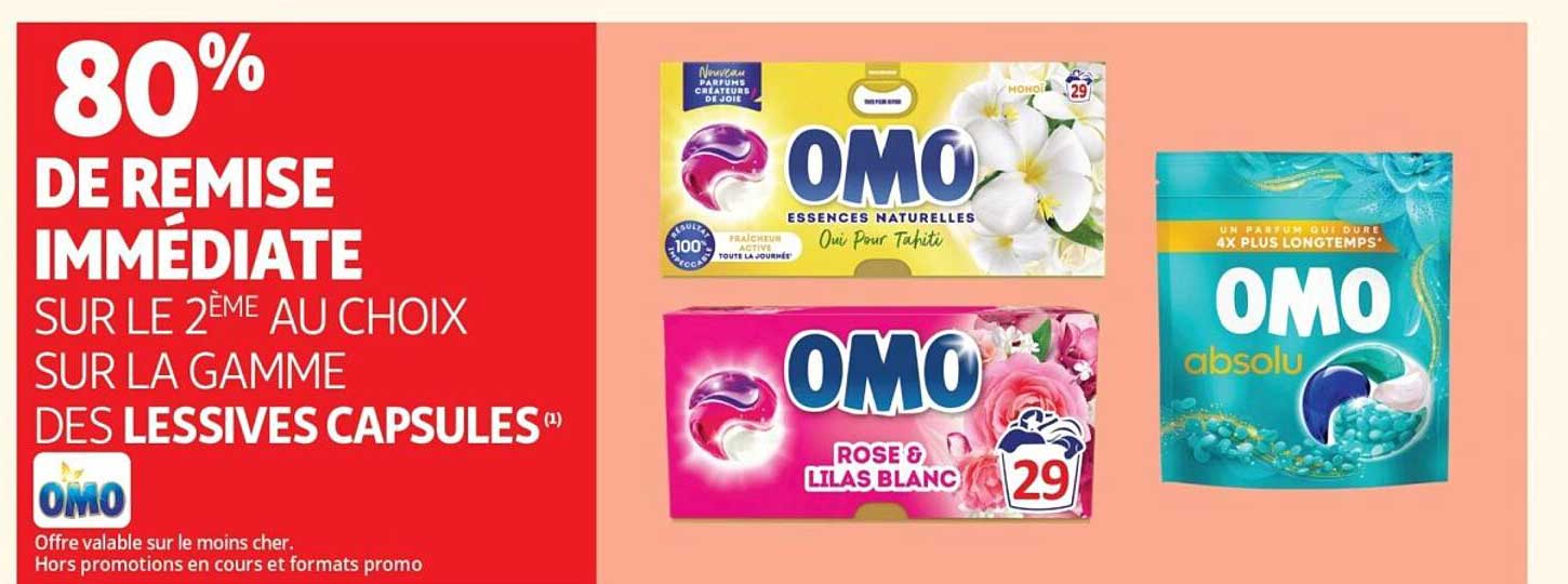 80% DE REMISE IMMÉDIATE SUR LE 2ÈME AU CHOIX SUR LA GAMME DES LESSIVES CAPSULES