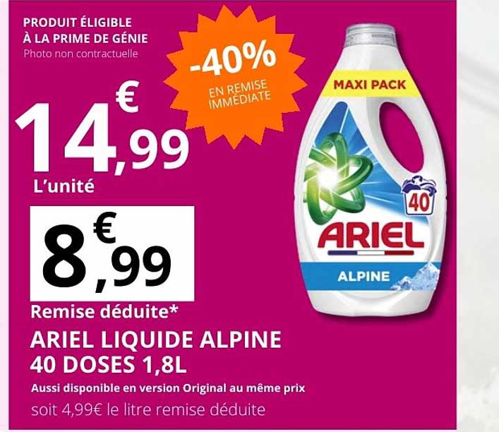 ARIEL LIQUIDE ALPINE 40 DOSES 1,8L