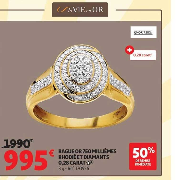 BAGUE OR 750 MILLIÈMES RHODIÉ ET DIAMANTS 0,28 CARAT