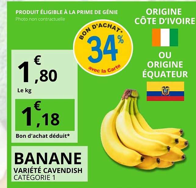BANANE VARIÉTÉ CAVENDISH CATÉGORIE 1