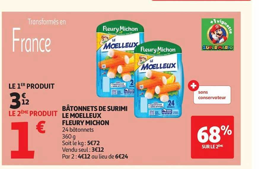 BÂTONNETS DE SURIMI LE MOELLEUX FLEURY MICHON