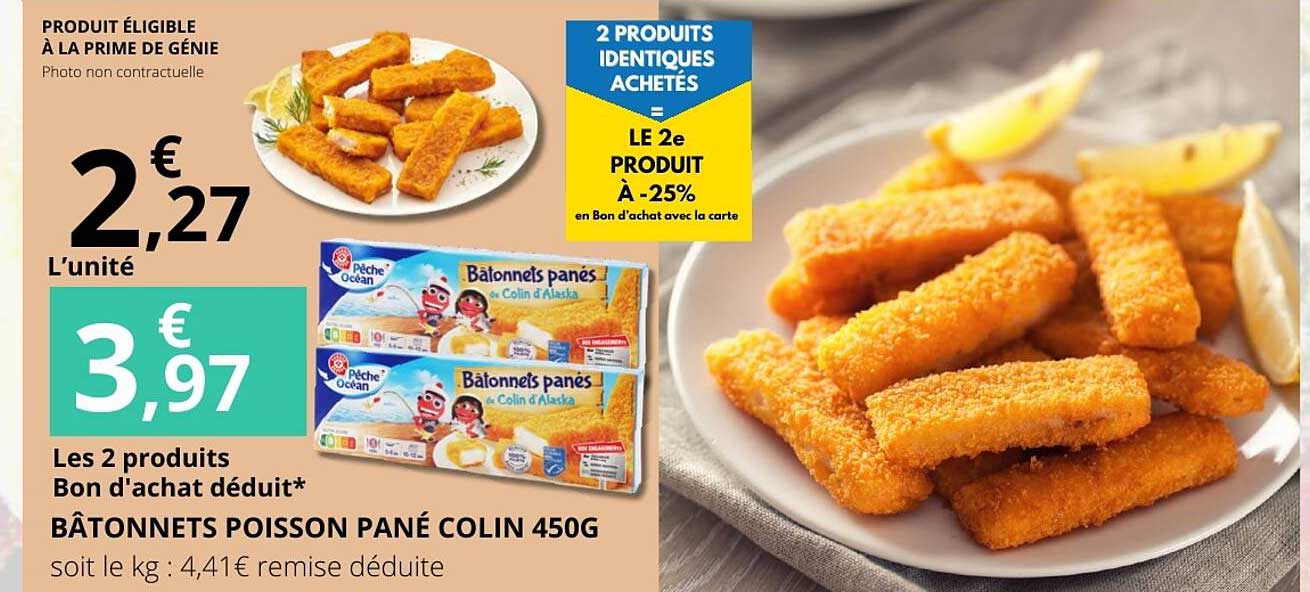BÂTONNETS POISSON PANÉ COLIN 450G