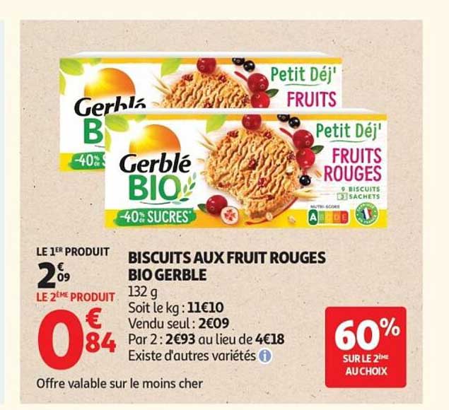 BISCUITS AUX FRUIT ROUGES BIO GERBLE