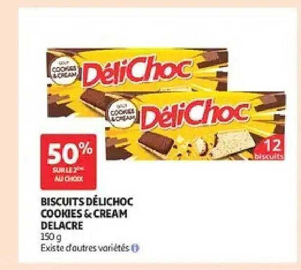 BISCUITS DÉLICHOC COOKIES & CREAM DELACRE