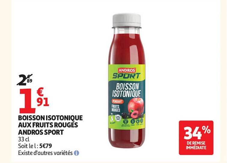 BOISSON ISOTONIQUE AUX FRUITS ROUGES ANDROS SPORT
