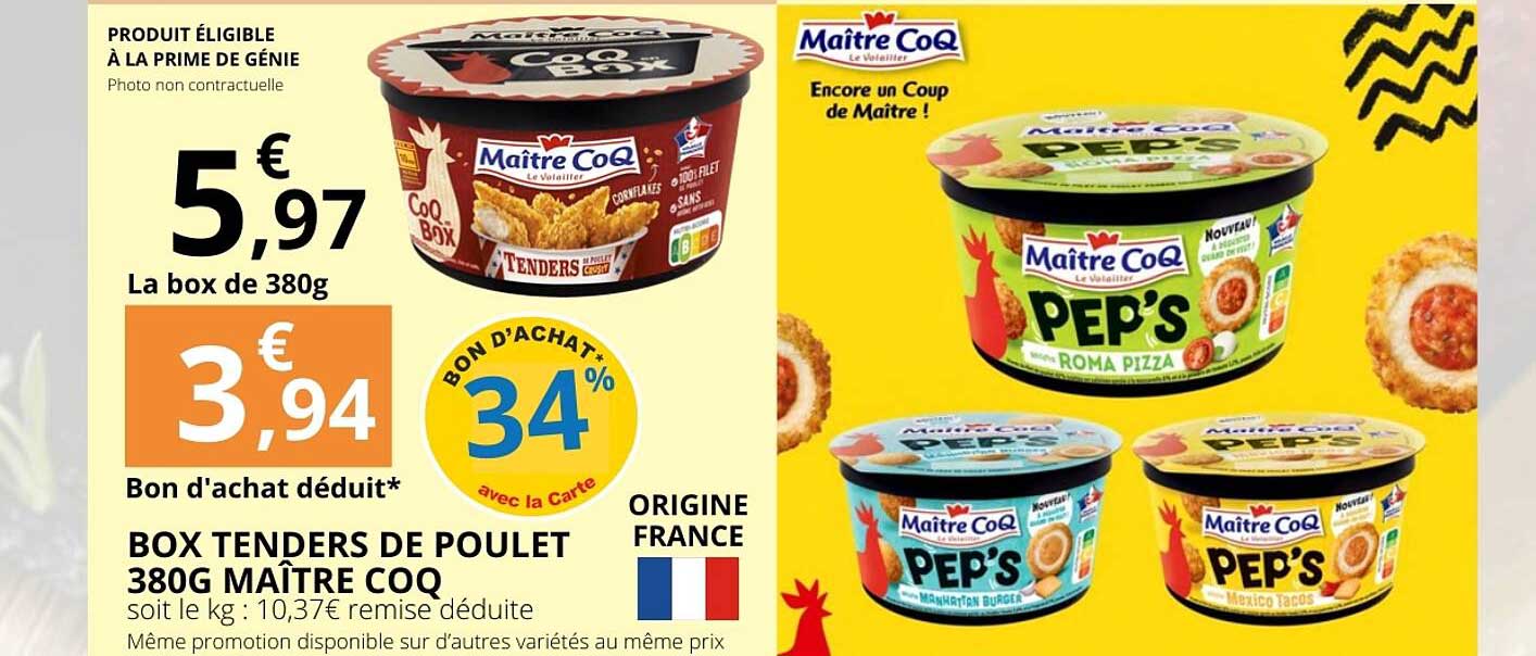 BOX TENDERS DE POULET 380G MAÎTRE COQ