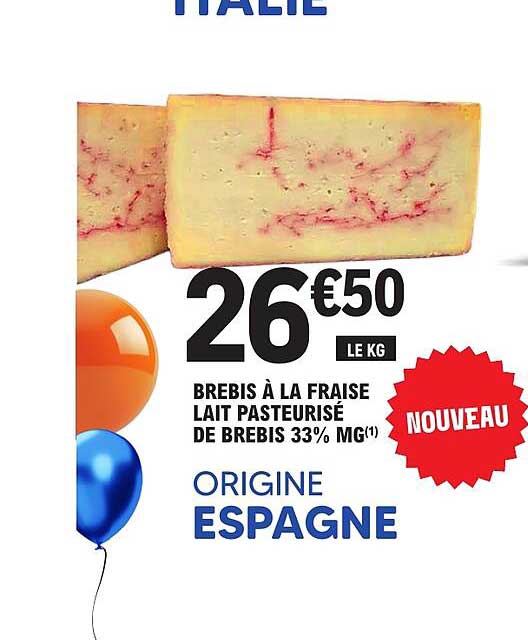 BREBIS À LA FRAISE LAIT PASTEURISÉ DE BREBIS 33% MG(1)