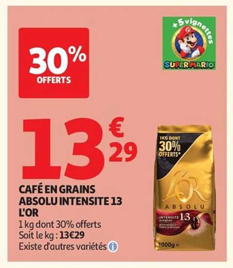 CAFÉ EN GRAINS ABSOLU INTENSITÉ 13 L'OR