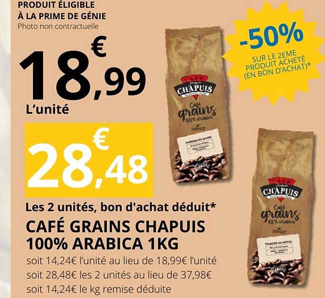 CAFÉ GRAINS CHAPUIS 100% ARABICA 1KG