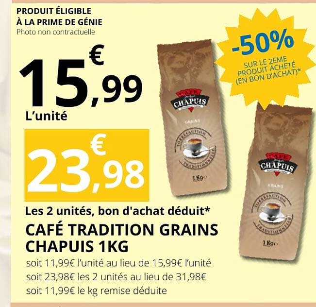 CAFÉ TRADITION GRAINS CHAPUIS 1KG