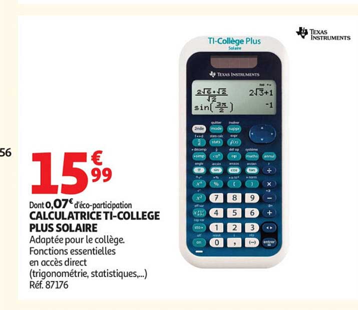 CALCULATRICE TI-COLLEGE PLUS SOLAIRE