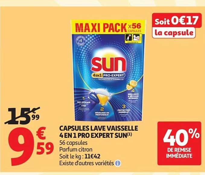 CAPSULES LAVE VAISSELLE 4 EN 1 PRO EXPERT SUN