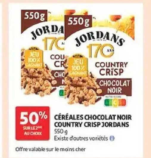 CÉRÉALES CHOCOLAT NOIR COUNTRY CRISP JORDANS 550 g