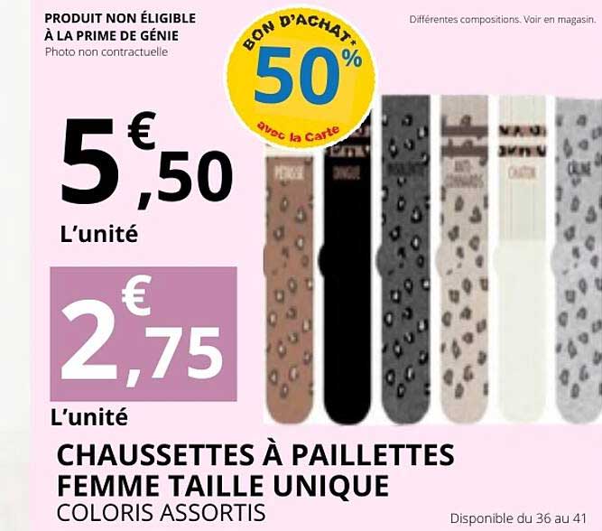 CHAUSSETTES À PAILLETTES FEMME TAILLE UNIQUE