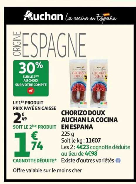 Chorizo doux Auchan La cocina en espana