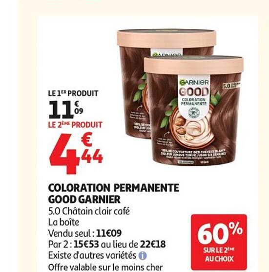 COLORATION PERMANENTE GOOD GARNIER 5.0 Châtain clair café