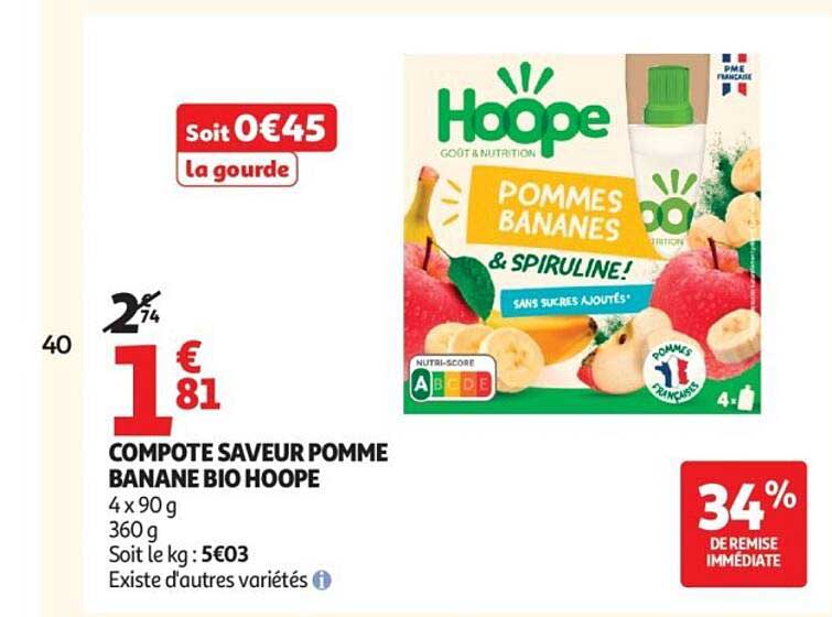 COMPOTE SAVEUR POMME BANANE BIO HOOPE