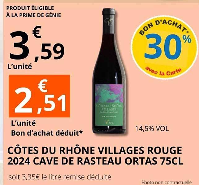 CÔTES DU RHÔNE VILLAGES ROUGE 2024 CAVE DE RASTEAU ORTAS 75CL