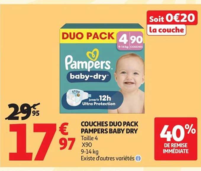 COUCHES DUO PACK PAMPERS BABY DRY