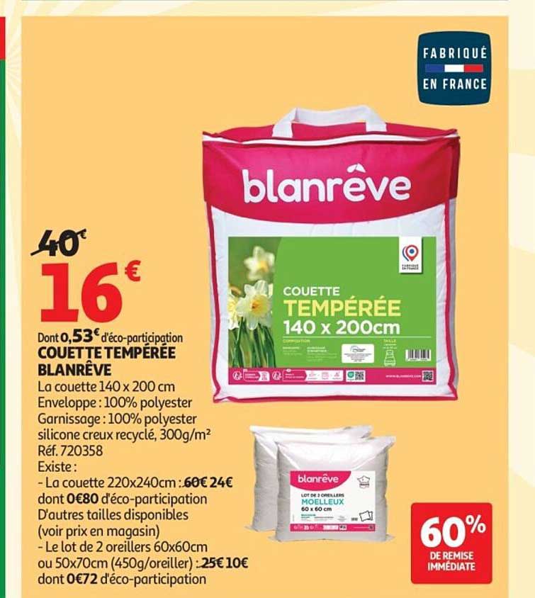 COUETTE TEMPÉRÉE BLANRÊVE